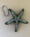 Sea Starfish Christmas Ornament Beaded Front Velveteen Back Large 7". Fixed Price $12.99.