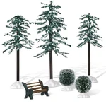 6 Pieces Christmas Village Accessories Trees For Green. Fixed Price $21.29.