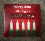Merry Brite - Clear Mini Lights (41 Ft, 200 Bulbs, Green Cord). Fixed Price $21.99.