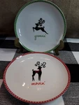 Boston Warehouse Christmas Reindeer Dessert Appetizer Plates 6.5"(SET Of 2). Fixed Price $22.00.