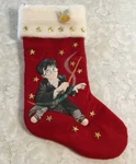 Harry Potter Christmas Stocking Red Velvet W/gold Stars 2001 Kurt Adler. Fixed Price $23.99.