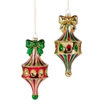 Raz Imports Christmas Red Green Coquette Bow Fairground Finial Ornament Set. Fixed Price $26.00.