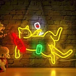 Eoxuefo Cat Beer Neon Sign 16.53 * 11.4IN With Dimmable Drunk Light .... Fixed Price $39.35.