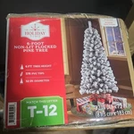 Holiday Time 6FT Un-lit Snow-flocked Pine Artificial Christmas Tree New Nib T-20. Fixed Price $49.00.