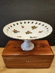 Vintage Lefton Holly Berry Pedestal Compote, Gold Trim, Articulated #7956. Fixed Price $22.00.