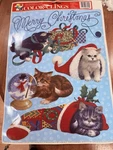 Vintage Paper Magic Christmas Cat Winter Window Static Clings Santa Hat Gifts. Fixed Price $9.99.