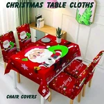 Christmas Tablecloth & Chair Covers Waterproof Santa Hat Dinner Cor, 100% Pol. Fixed Price $34.99.