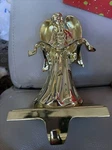 Brass Gold Color Shiny Angel Christmas Stocking Holder Mantle Hanger Hook. Fixed Price $20.00.