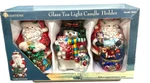 Traditions Hand- Blown Glass Christmas Tea Light Candle Holder Set Of #264537. Fixed Price $18.00.