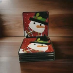 Christmas Sue Zulauf Cut-outs Snowman Square Salad Plate Set Of 6. Fixed Price $58.41.