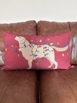 Pottery Barn Pillow Dog Tangled Christmas Lights Yellow Lab 16X26 Lumbar Red. Fixed Price $29.97.