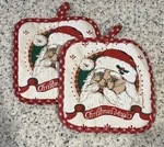 Set Of 2 Santa Claus Holiday Kitchen Pot Holders Hot Pads Christmas Decor. Fixed Price $6.00.