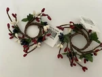 2 Cwi New Burgundy ,blue, Ivory Pip Berry Candle Rings With 1" Opening. Fixed Price $9.50.