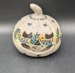 Polish Pottery Jack Lantern Pumpkin Candle Holder 5" Unikat Dalia Signed. Fixed Price $85.00.