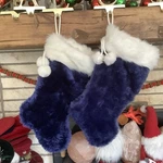 1 Tom Toy Dark Blue White Fluffy Plush Santa Hat Christmas Stocking Poms. Fixed Price $39.95.