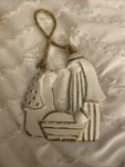 Raised Ceramic Gold Accent Holy Family Christmas Tree Hanging Ornament Xmas. Fixed Price $9.95.