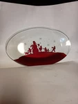Platter Serving Plate Winter Scene Snowman Children Grasslands Road Glass. Fixed Price $21.99.