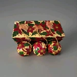 3 Vtg Handpainted Paper Mache Poinsettia Christmas Ornaments Wooden Box India. Fixed Price $29.59.
