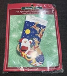 Vtg 18" Felt Xmas Stocking Kit And All Good Night Bucilla Holiday Time Blue. Fixed Price $29.95.