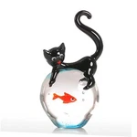 Tooarts Cat Goldfish Sculpture Glass Ornament Figurine Hand Blown,. Fixed Price $23.25.