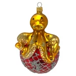 Pinnacle Peak Octopus On Red And Silver Ball Polish Glass Christmas Ornament. Fixed Price $45.98.