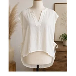 Madewell Cream White Solid Split Neck Side Tie Accent Woven Blouse Pullover Xs. Fixed Price $22.00.
