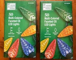 Lot Of 2 Home Accents 50 Multi Colored Faceted C6 Led Christmas Lights New 16 Ft. Fixed Price $24.99.