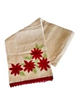 Poinsettia Christmas Holiday Table Runner 13 X 73 Inches Natural Burlap Jute Tan. Fixed Price $9.99.