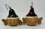 Lot Of 2 Meadowbrook Gourds Christmas Elves Red Green Hats. Fixed Price $19.99.