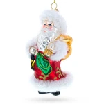 Santa In Fur Coat Blown Glass Ornament. Fixed Price $13.98.