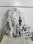 Elegant Porcelain Santa Claus Figurine 16" White Silver Robe Christmas Holiday. Fixed Price $13.74.