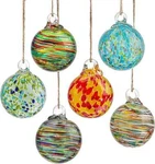 Set 6 Hand Blown Glass Christmas Ornaments Balls Hanging Gazing Bl.... Fixed Price $36.90.