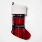 Plaid Holiday Stocking Xmas Red/black/white Sherpa Cuff 21" Threshold Checkered. Fixed Price $22.49.