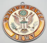 Wwii - Post United States Army Colored Glass Leaded Home Front Ornament. Fixed Price $7.00.