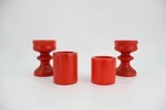 Msc Scandinavian Red Wood Candle Holders Set Of 4 Mcm Nordic Pine. Fixed Price $34.95.