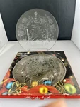 World Bazaars Christmas Platter W/box Italy Glass 12.5 Round Clear Plate Winter. Fixed Price $8.00.