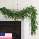 9FT Artificial Norfolk Pine Garland, Realistic Christmas Greenery Mantle. Fixed Price $43.49.