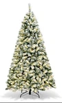 New Costway 6 Ft. Pre-lit Premium Snow Flocked Hinged Artificial Christmas Tree. Fixed Price $40.00.