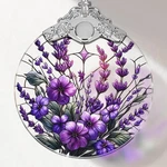 Touber Stained Glass Christmas Ornament, Purple Bauhinia & Violets, 3X3.5 Inch,. Fixed Price $17.50.
