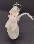 New Ganz Frosted Snowman With Stocking Gift Ornament, 3.5". Fixed Price $8.00.