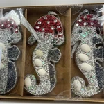 4 Mistletoe & Sailing Coastal Holiday Christmas Ornaments Beaded Shell Seahorses. Fixed Price $26.95.