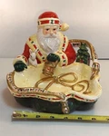 Studio Nova Santa Christmas Dish Woodland Holly #JA015 Candy Nut Trinket 6". Fixed Price $16.95.