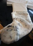 Pottery Barn Faux Fur Snow Leopard Christmas Stocking Mono Photo Sample. Fixed Price $39.98.
