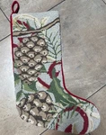 Retro Christmas Holiday Stocking Hooked Wool Pinecones Holly Winter Large. Fixed Price $28.99.