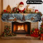 Christmas Fireplace Mantel Scarf - Snowy Cabin Winter Scene Holiday Home Decor. Fixed Price $14.71.