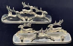 Crate & Barrel Reindeer Candle Holder Christmas Centerpiece Silver Stainless. Fixed Price $39.00.