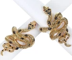 L'objet Napkin Rings Snake W/dark Blue Crystals Gold S/4 24K. Fixed Price $249.87.