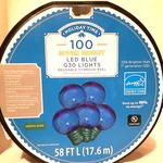 Holiday Time 100 Super Bright Led Blue G30 Christmas Lights Green Wire. Fixed Price $28.00.