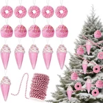 Gejoy 19 Pcs Candy Christmas Tree Ornaments Pink Dessert Hanging Decorations .... Fixed Price $58.52.
