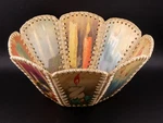 Vintage Christmas Hand Made Sewn Greeting Card Basket Bowl. Fixed Price $20.00.